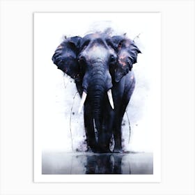 Elephant In Water Art Print