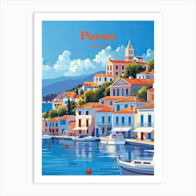 Poros Greece Vacation Travel Art Illustration Art Print