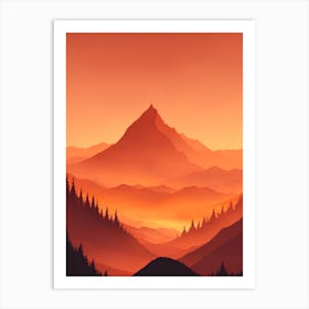 Misty Mountains Vertical Composition In Orange Tone 147 Art Print