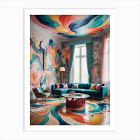 Colorful Living Room Whimsical Worlds of Living Art Print