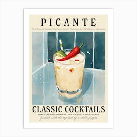 Picante Cocktail Recipe Vintage Kitchen Illustration Art Print