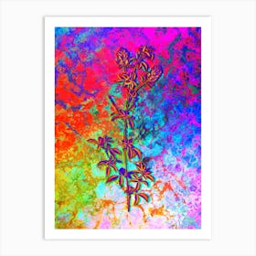 Spanish Clover Bloom Botanical in Acid Neon Pink Green and Blue n.0210 Art Print