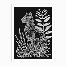 Savannah Cat Minimalist Illustration 3 Art Print