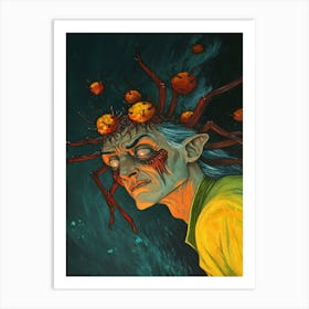 Man With A Head Full Of Fruit Art Print