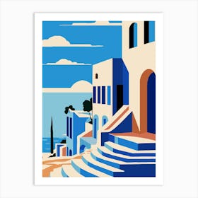 Flat Vector Santorini Serenity Greece 4 Affiche