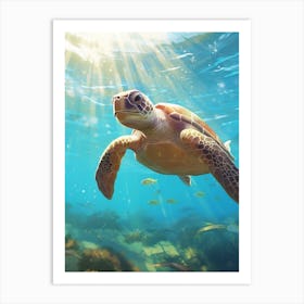 Sea Turtle Illuminated Art Print