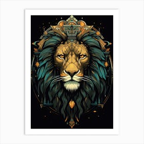 Lion Art Painting  Art Deco 4 Art Print