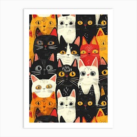 Repeatable Artwork With Cute Cat Faces 08 Art Print