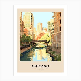 River Walk 3 Chicago Travel Poster Art Print