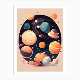 Astrophysics Kawaii Kids Space Art Print