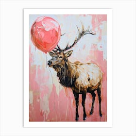 Cute Elk 1 With Balloon Art Print