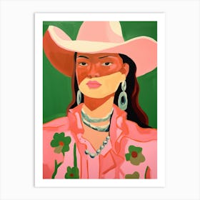 Abstract Painted Floral Cowgirl Art Print