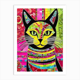 Hello Gorgeous Mosaic Cat Art Print