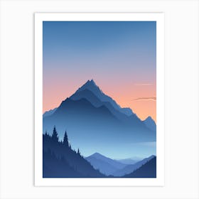 Misty Mountains Vertical Composition In Blue Tone 2 Art Print