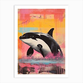 Orca Whale Pop Art Risograph Inspired 1 Art Print
