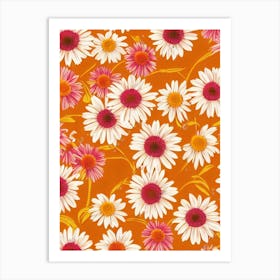 Echinacea Floral Print Retro Pattern2 Flower Art Print