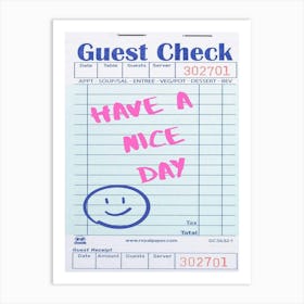 Guest Check 12 Art Print