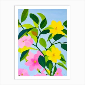 Pink Jasmine Bold Graphic Plant Art Print