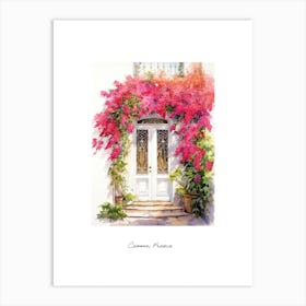 Cannes, France   Mediterranean Doors Watercolour Painting 1 Poster Art Print