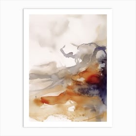 Watercolour Abstract Burnt Orange 7 Art Print