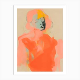 Woman In An Orange Dress 1 Art Print