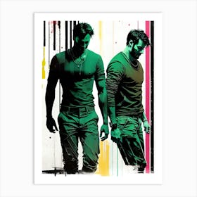 Two Men Standing Next To Each Other Art Print