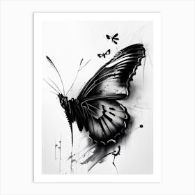 Monochrome Butterfly Graffiti Illustration 1 Art Print