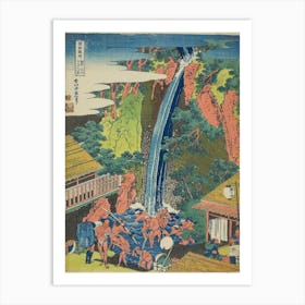 A Journey To The Waterfalls In All The Provinces Pilgrims At Roben Waterfallince, Katsushika Hokusai, Art Print