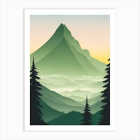 Misty Mountains Vertical Composition In Green Tone 102 Art Print