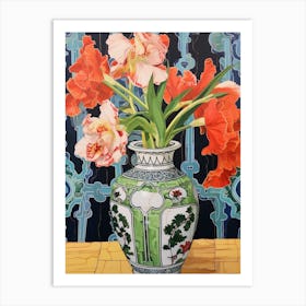 Flowers In A Vase Still Life Painting Gladiolus 1 Art Print
