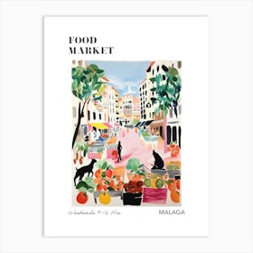 The Food Market In Malaga 3 Illustration Poster Art Print