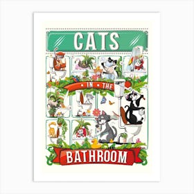 Cats In The Bathroom Art Print