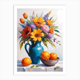 Flowers In A Blue Vase 1 Art Print