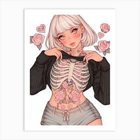 Skeleton Girl Art Print