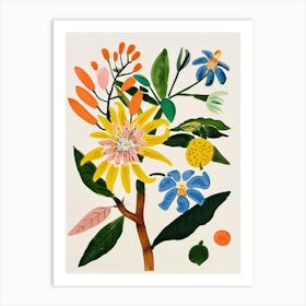 Painted Florals Bergamot 3 Art Print