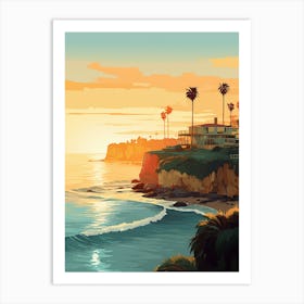 La Jolla Cove San Diego California Mediterranean Style Illustration 2 Art Print