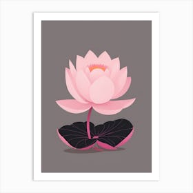 A Pink Lotus In Minimalist Style Vertical Composition 22 Art Print