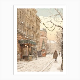 Vintage Winter Illustration Berlin Germany 3 Art Print