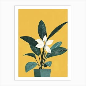 White Flower In A Pot Art Print