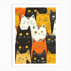 Perfectly Repeatable Artwork With Cute Cat Faces 68 Art Print