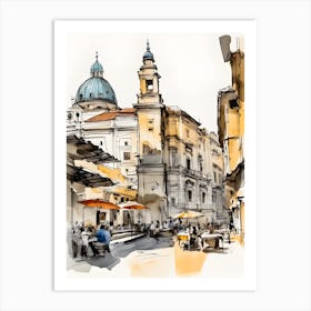 Sketch Of A City In Italy Art Print
