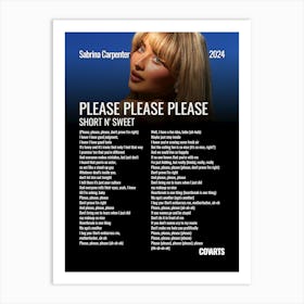 Please Please Please Sabrina Carpenter - Lyrics Poster Art Print