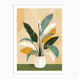 Prayer Plant Minimalist Illustration 5 Art Print