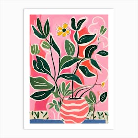 Pink Plants In A Vase Art Print