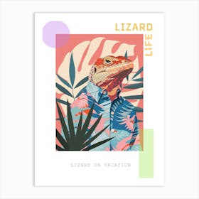 Lizard In A Floral Shirt Modern Colourful Abstract Illustration 2 Poster Art Print