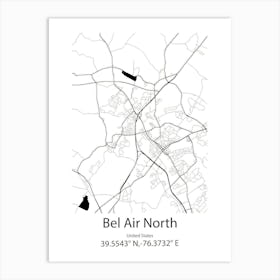 Bel Air,United States Minimalist Map 1 Art Print