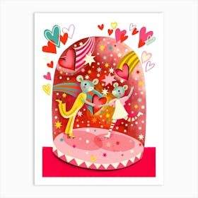 Valentines Pour You Heart Out Mice Disco Art Print