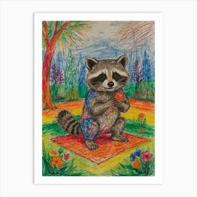 Raccoon Yoga Art Print