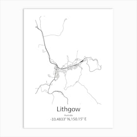 Lithgow,Australia Minimalist Map Art Print