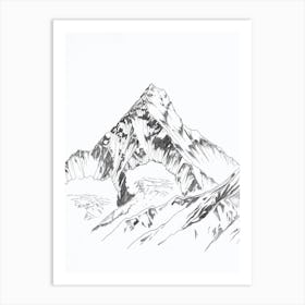 Mount Everest Nepal Tibet Line Drawing 4 Art Print